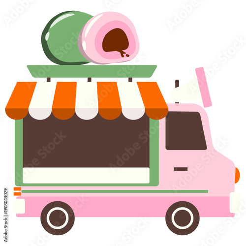 Mochi Dessert Food Truck Vector