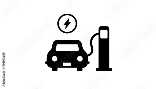 An electric car being charged at a modern charging station