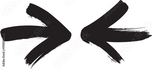 Two black brush stroke arrows pointing opposite directions side by side