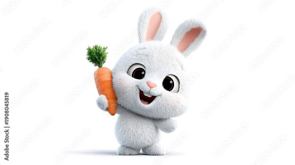 Fototapeta premium white rabbit with a carrot