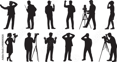 Silhouette People Engaged In Various Photography Activities