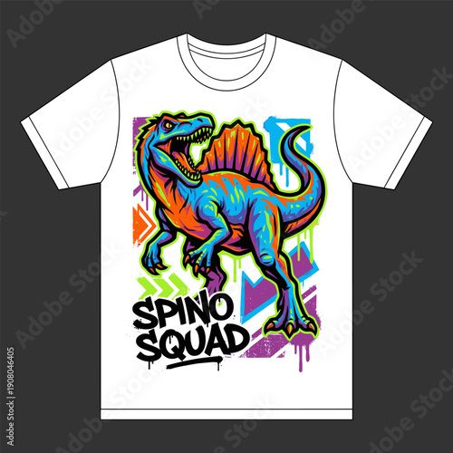 Spino Squad Dinosaur T-Shirt Design Mockup