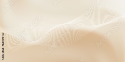 Smooth beige wave gradient background. Soft silk ecru liquid wallpaper. Pearl color splash texture for banner, flyer, presentation, graphic design, leaflet. Abstract blur wavy backdrop cover. Vector