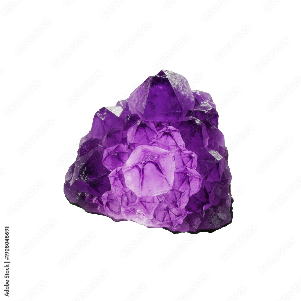 Fototapeta premium Vibrant Purple Amethyst Crystal Cluster with Geometric Facets