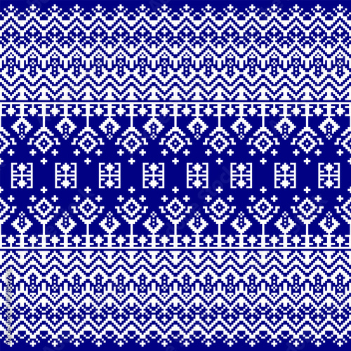 Schilderij op canvas Christmas fair isle pattern design for fashion textiles, knitwear and graphics