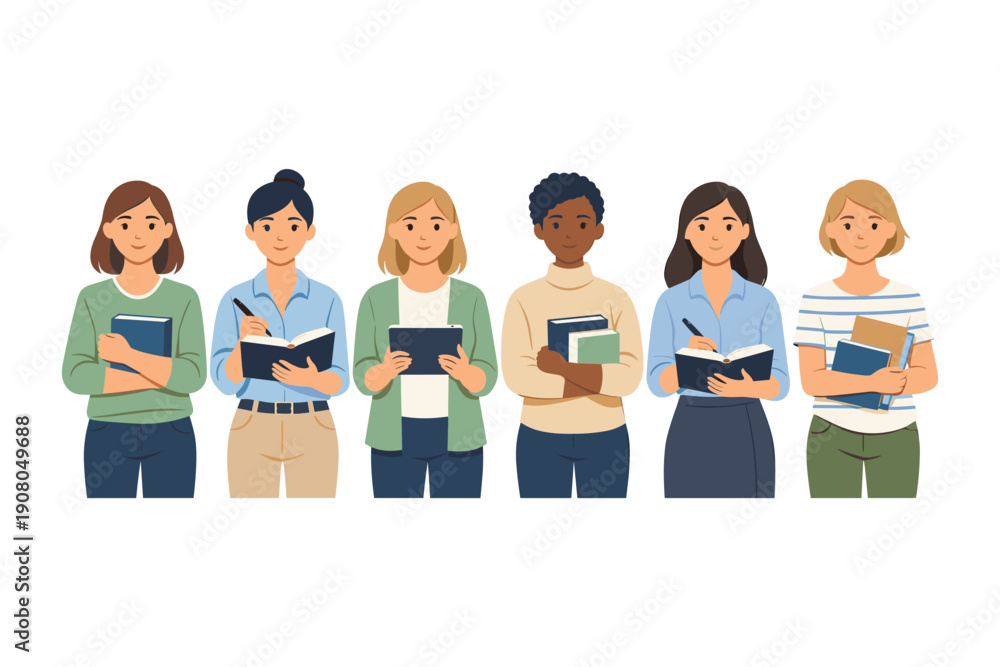 Obraz premium Diverse group of female professionals holding books