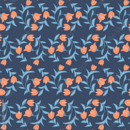 Seamless decorative elegant pattern with tulips. Print for textile, wallpaper, covers, surface. Retro stylization. For fashion fabric.