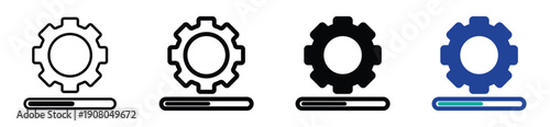 Modern Gear and Setup Icons Outline and Solid Style