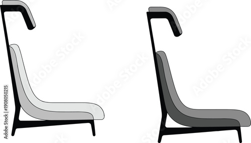 Modern lounge chair side view illustration, minimalist armchair furniture design, contemporary interior seating concept, flat vector graphic isolated