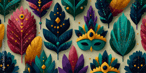 Colorful butterfly mask with intricate patterns and vibrant hues.brazil carnival 2026