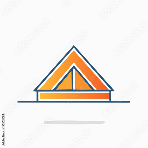 Minimalist orange gable roof concept icon for architecture and real estate