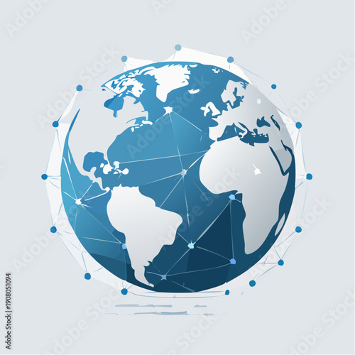 Global network connections and digital data transfer around the world
