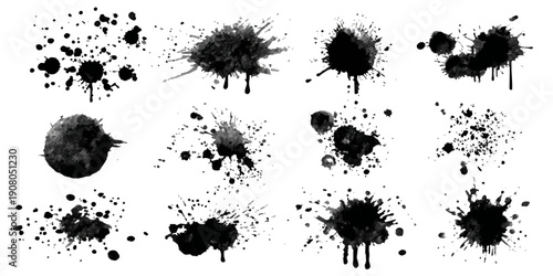 ink blots and splats. detailed ink splats Hyperrealistic Highly Detailed Isolated On Transparent Background