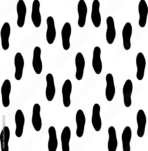 Scattered Black Footprints on White - A Simple Graphic Element for Concepts of Movement and Steps
