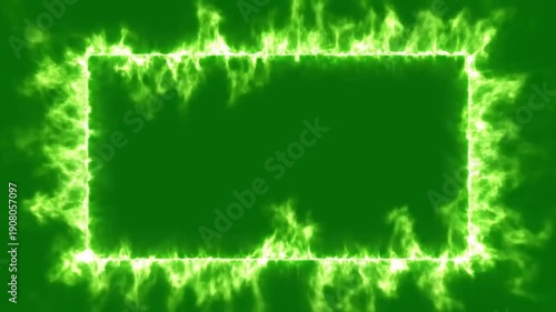 Purple Neon Flame Webcam Frame Cyberpunk Overlay on Green Screen Loop