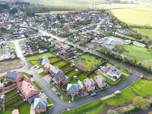 Fotografie Interesting UAV survey view of a newly completed exclusive housing development site in rural Essex, UK