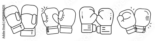 Boxing gloves vector icon set isolated on white background for sports fitness competition training and martial arts design elements