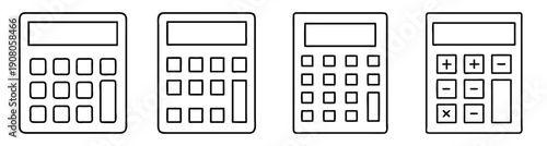 Modern flat vector calculator icons set isolated on white background for finance business accounting apps