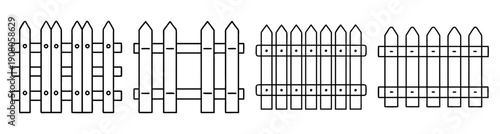 Modern minimalist black wire fence vector icon isolated on white background for security and boundary design