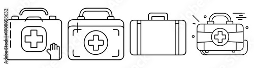 First aid kit vector icon set with medical cross symbols for healthcare emergency and safety design elements