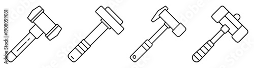 Set of four vector sledgehammer icons isolated on white background for construction and demolition tools