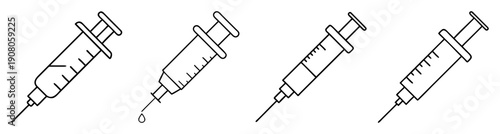 Medical syringe vector icons set isolated on white background for healthcare and vaccination design elements