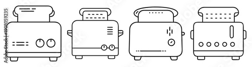 Set of modern kitchen toaster icons vector illustration isolated on white background minimalist design