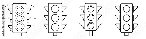 Set of modern vector traffic light icons isolated on white background for road safety and urban design
