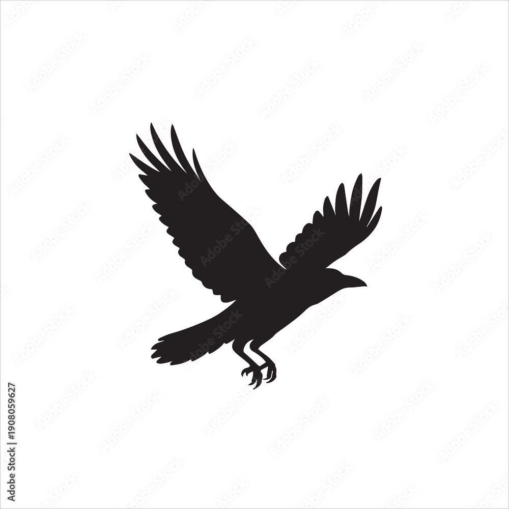 Obraz premium A flying raven silhouette vector style