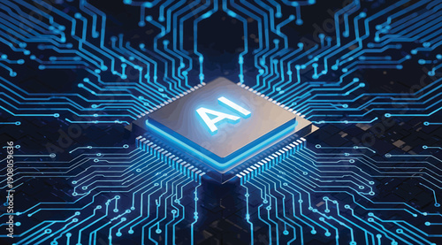 A computer chip with ai on it sitting on a circuit board