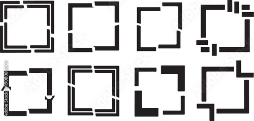 Broken Square Shapes in Black and White Color Scheme