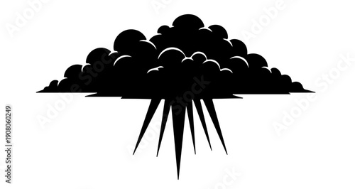 Black cloud silhouette with rays of light for decoration and atmospheric themes