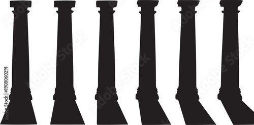 Silhouette of chess pieces on white background standing strong