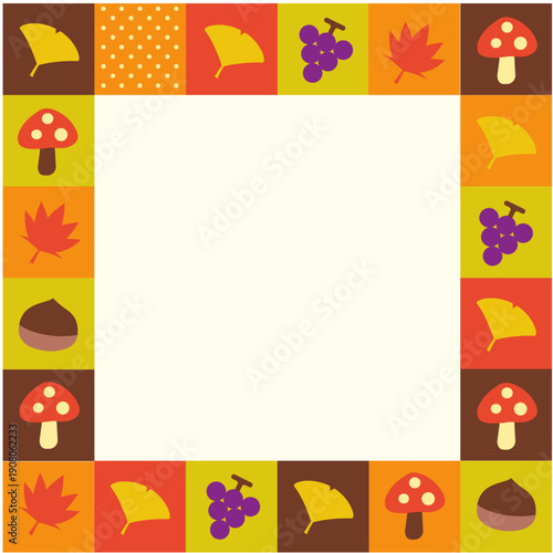 秋　パッチワーク風フレーム