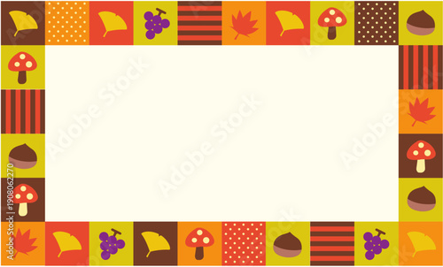 秋　パッチワーク風フレーム