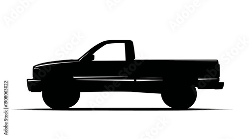Side view illustration of a pickup truck with a standard cab, shown in silhouette