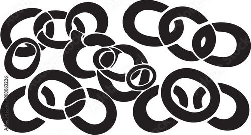 Black and white chain links in abstract pattern design