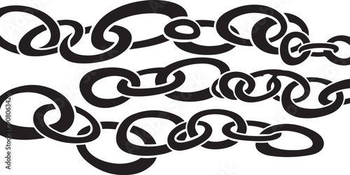 Black chain links on a white background illustration design