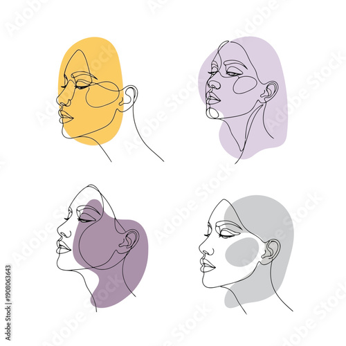 Illustrations depicting various human facial expressions and perspectives