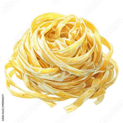 Fettuccine Alfredo watercolor artwork, high-quality professional vector illustration isolated on a white background.