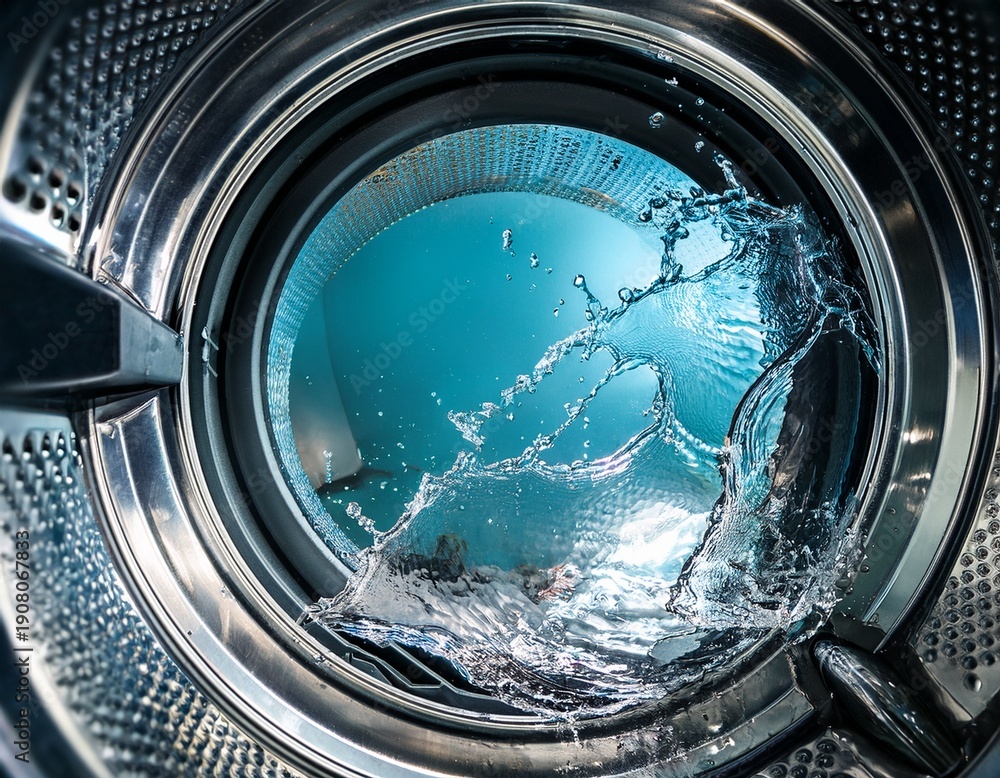 custom made wallpaper toronto digitalspinning laundry inside a washing machine with splashes of water detailed interior view laundry wash cleaning action