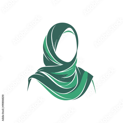 Elegant green patterned hijab draped gracefully on a mannequin head