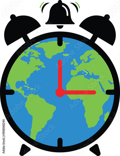 Earth Alarm Clock Time Climate Urgency and Sustainability Concept Illustration