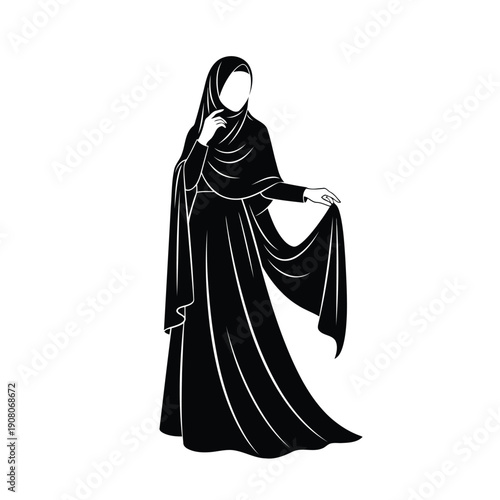 Elegant silhouette of a figure draped in flowing robes