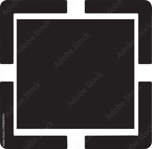 Black square with protruding rectangles isolated on transparent background