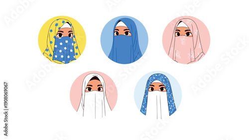 Colorful cartoon characters in stylized hooded outfits with happy expressions