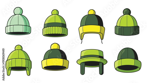 Colorful variety of winter hats displayed in a neat, organized arrangement