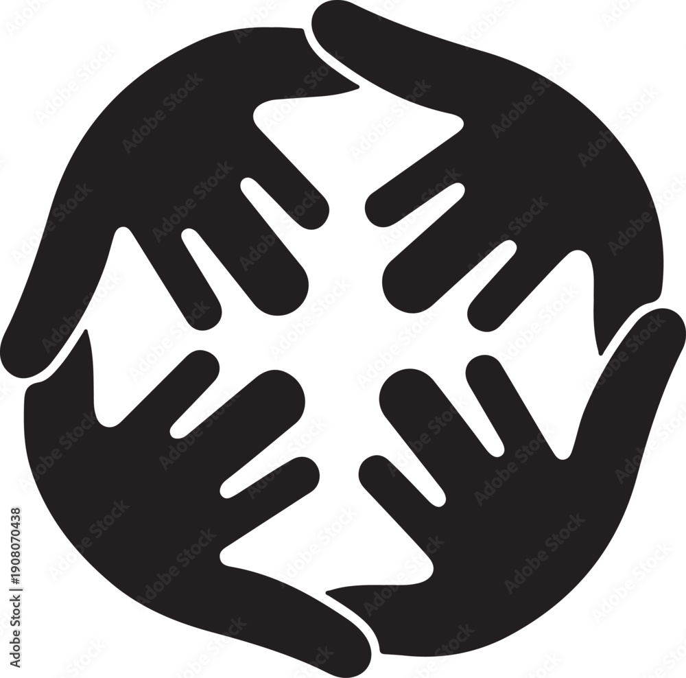 Fototapeta premium Two hands cradling a snowflake isolated on transparent background