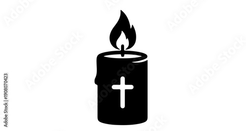 Black candle with cross silhouette for Palm Sunday and religious themes
