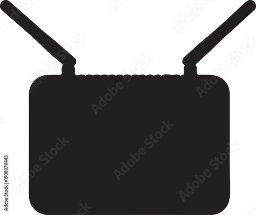 Black wi fi router icon isolated on transparent background